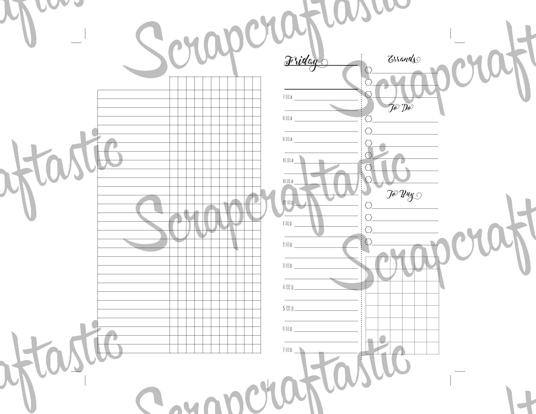Full Month Notebook: Extended Daily Personal Size Printable Traveler's Notebook Insert with MO2P, WO1P Horizontal and DO1P Daily Schedule Pages