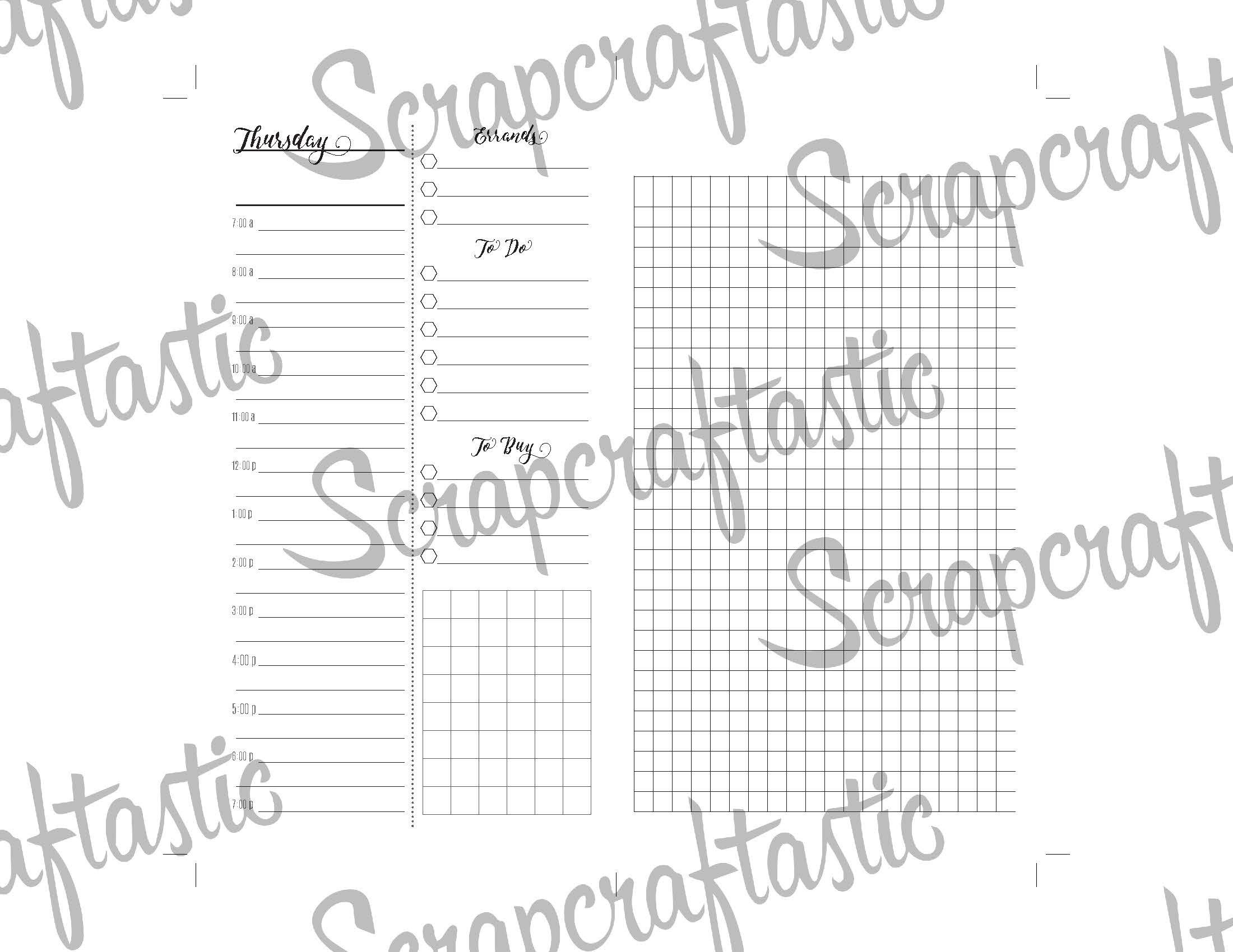 Full Month Notebook: Extended Daily Personal Size Printable Traveler's Notebook Insert with MO2P, WO1P Horizontal and DO1P Daily Schedule Pages