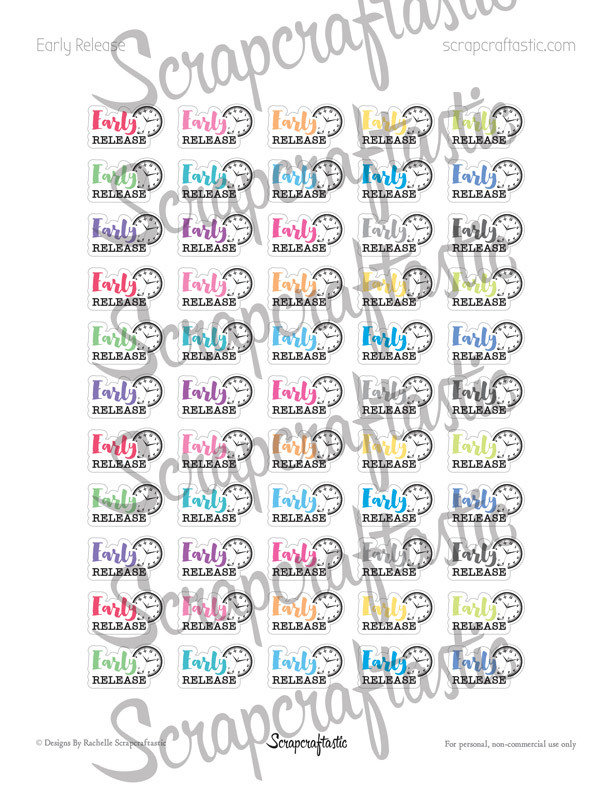 Early Release School Printable Planner Stickers for Decor Planning in Paper Planners, Traveler's Notebooks, A5 Planners, Personal Planners