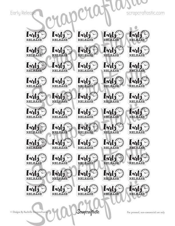 Early Release School Printable Planner Stickers for Decor Planning in Paper Planners, Traveler's Notebooks, A5 Planners, Personal Planners