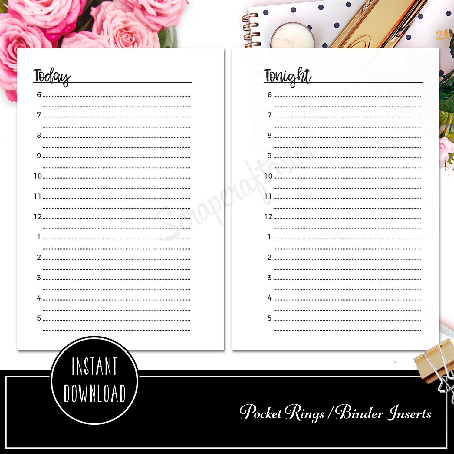 POCKET RINGS - 24 Several hours Every day Upon 2 Webpages A7 Ring Binder Printable Planner Inserts picture regarding Binder Inserts Printable named POCKET RINGS - 24 Hrs Everyday Upon 2 Web pages A7 Ring Binder Printable Planner Inserts