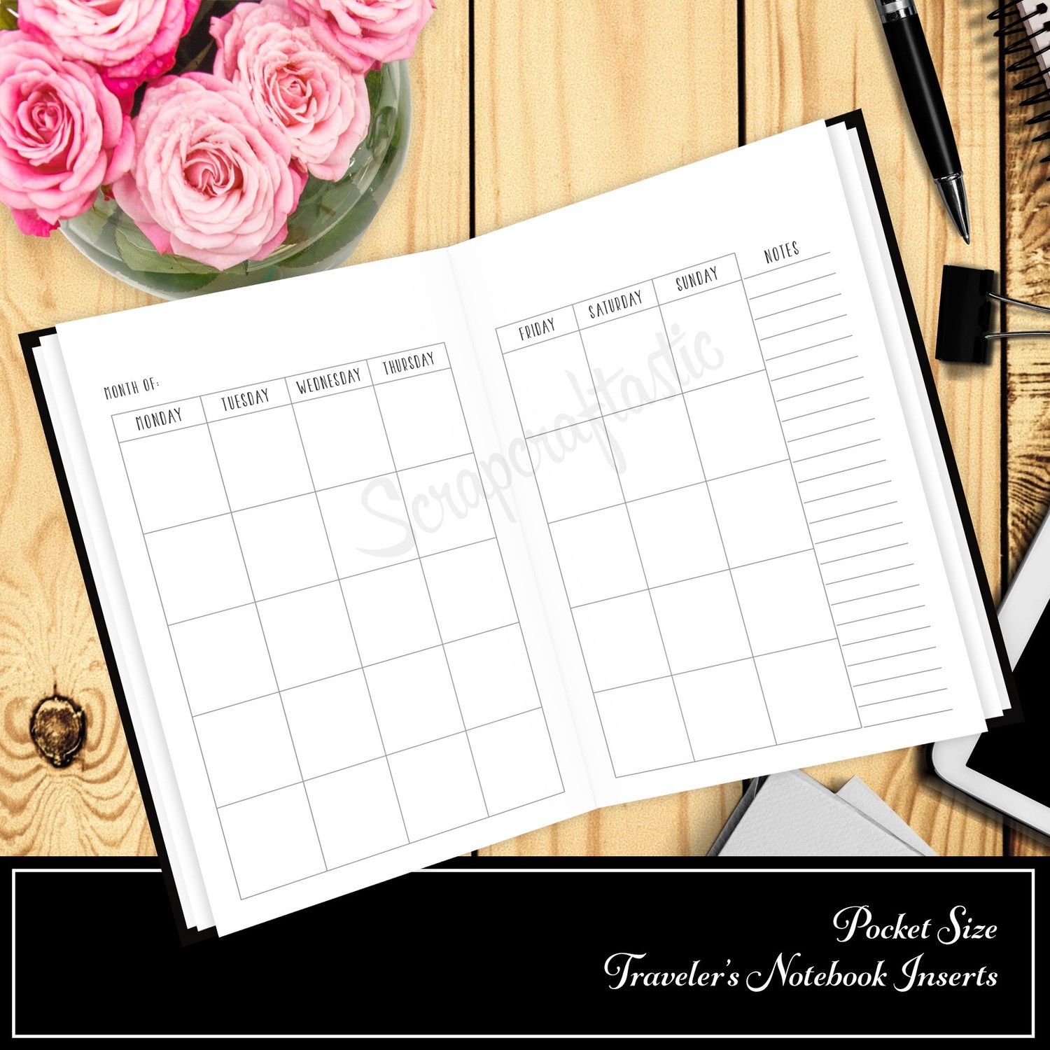 Shop Scrapcraftastic Undated Month Pocket Size Traveler s Notebook 