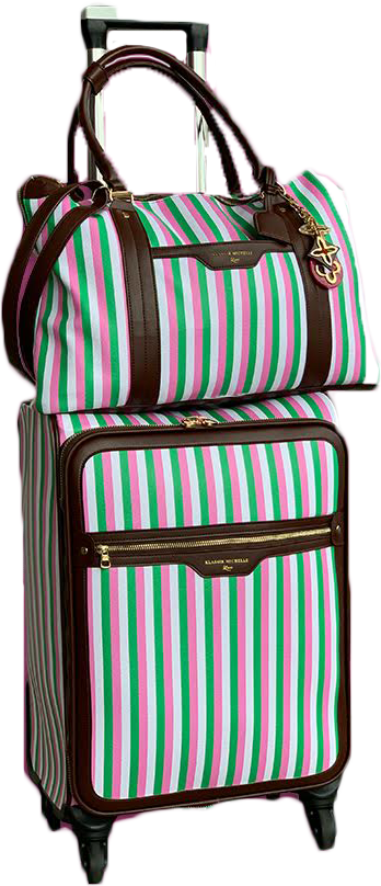 pink and green suitcase