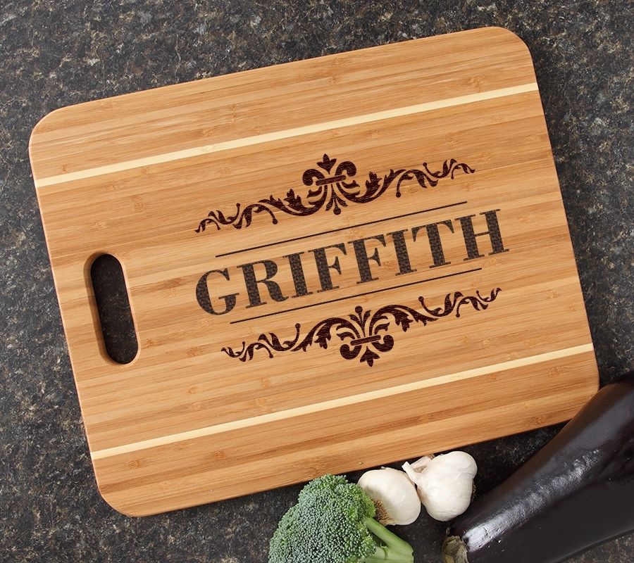 Personalized Cutting Board Engraved 15x12 Handle DESIGN 16 CBA-016
