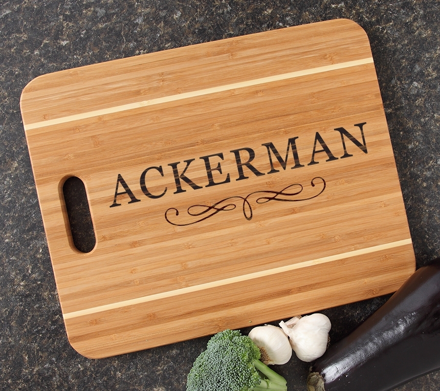 Personalized Cutting Board Engraved 15x12 Handle DESIGN 8 CBA-008