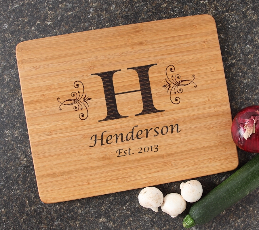 Engraved Bamboo Cutting Board Personalized 15x12 DESIGN 2 CBB-002