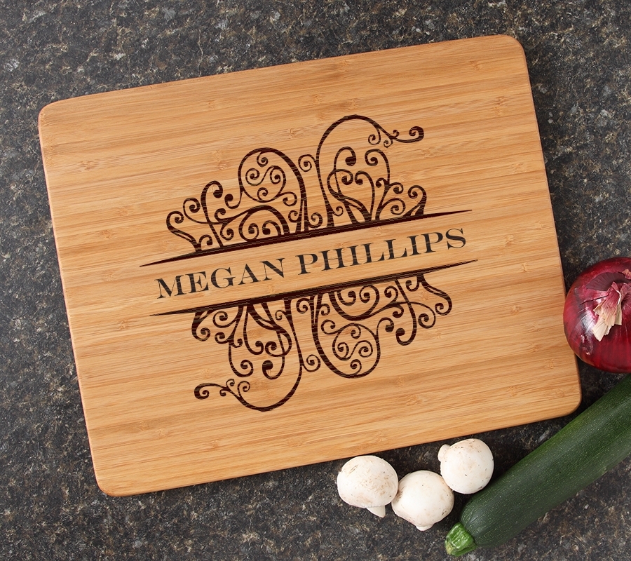 Engraved Bamboo Cutting Board Personalized 15x12 DESIGN 4 CBB-004