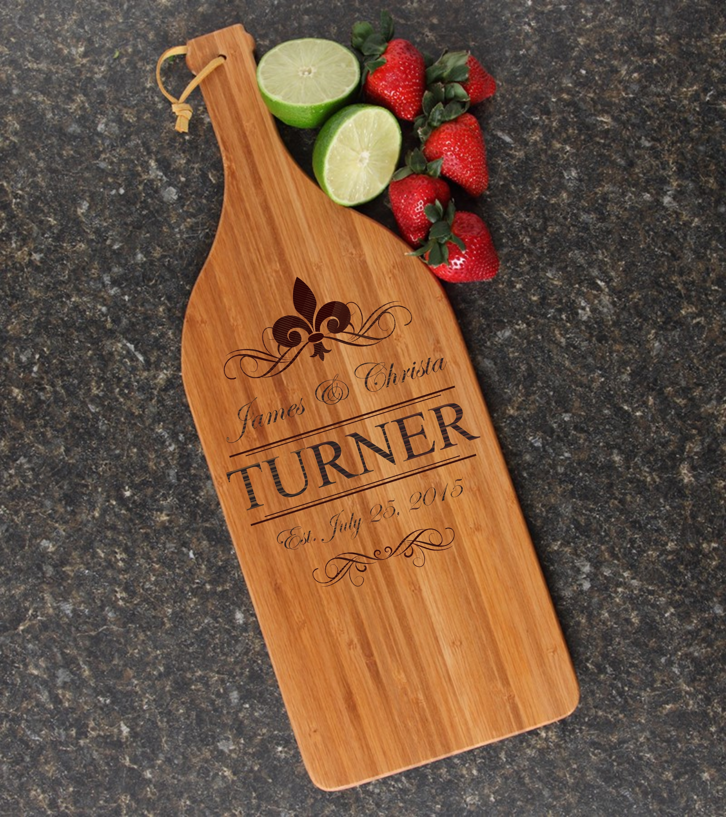Personalized Cutting Board Engraved Bamboo 16 x 5 DESIGN 20 CBD-020