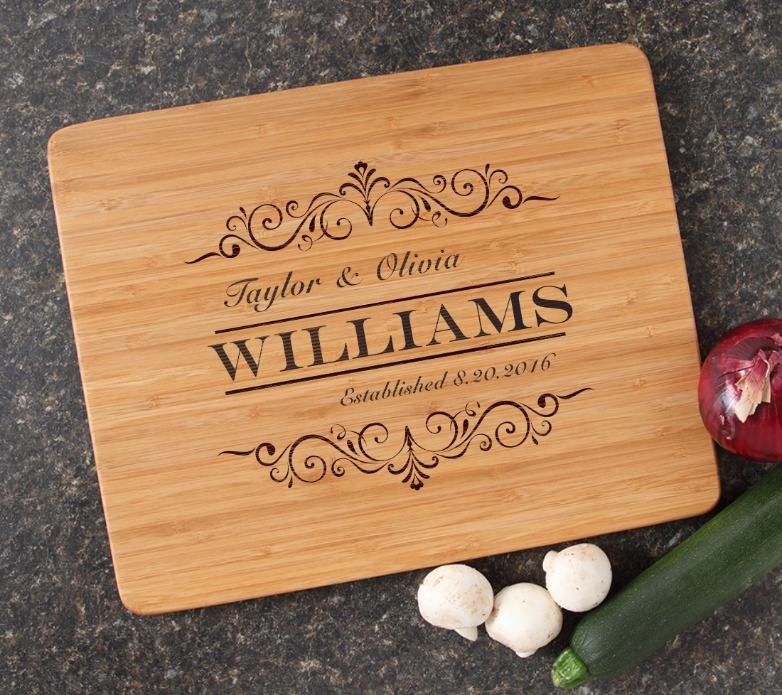 Engraved Bamboo Cutting Board Personalized 15x12 DESIGN 34 CBB-034