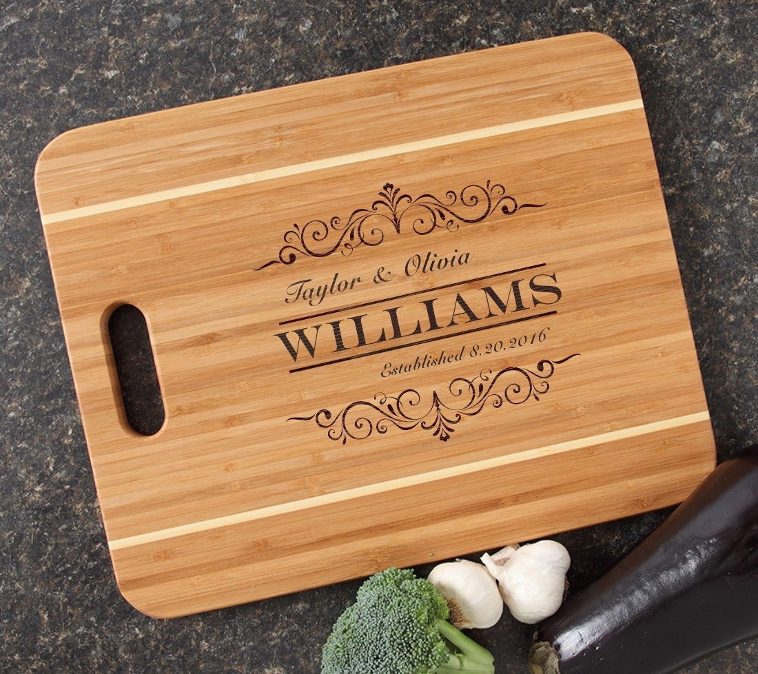 Personalized Cutting Board Engraved 15x12 Handle DESIGN 34 CBA-034