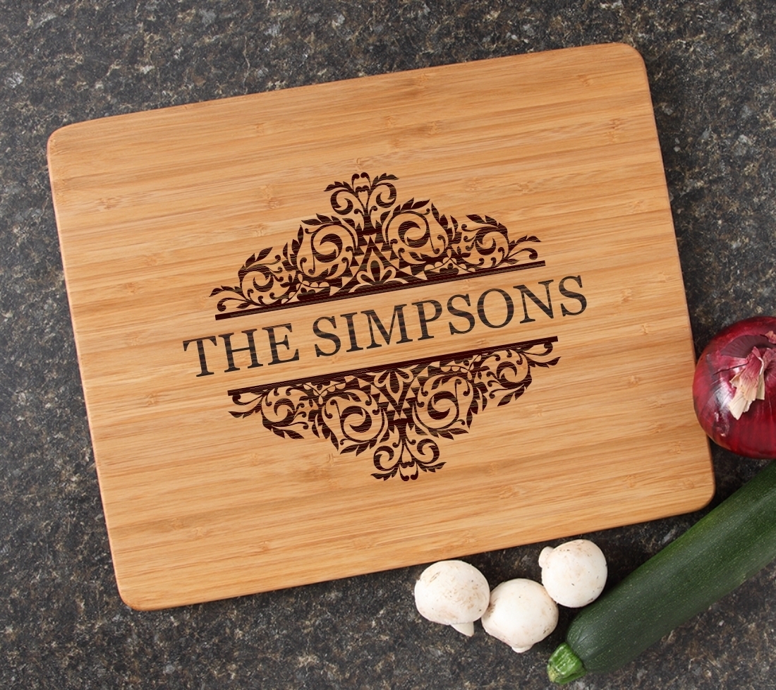 Engraved Bamboo Cutting Board Personalized 15x12 DESIGN 39 CBB-039