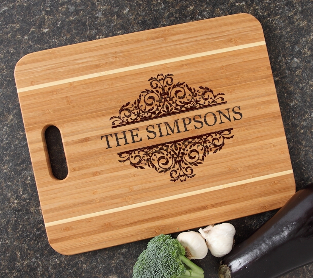 Personalized Cutting Board Engraved 15x12 Handle DESIGN 39 CBA-039