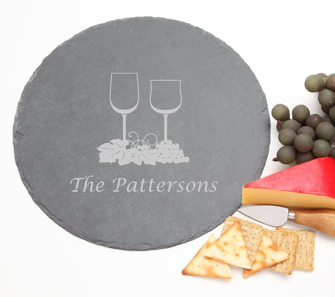 Personalized Slate Cheese Board Round 12 x 12 DESIGN 5 SCBR-005