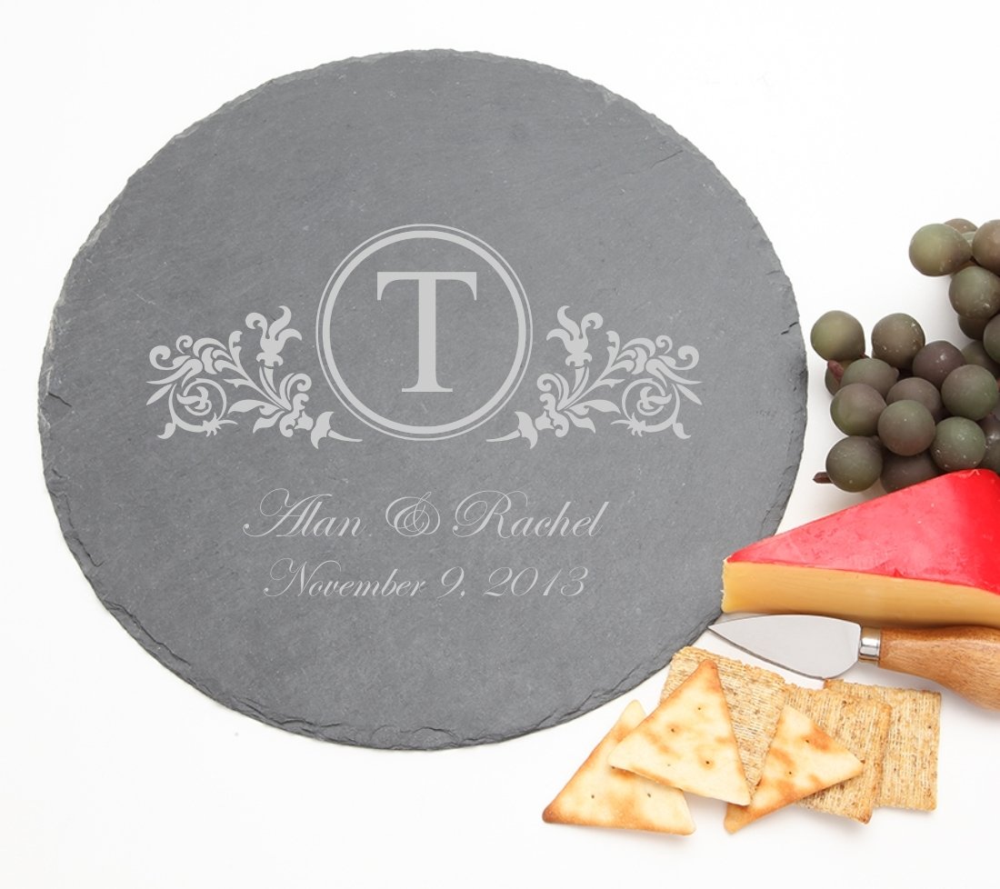 Personalized Slate Cheese Board Round 12 x 12 DESIGN 15 SCBR-015