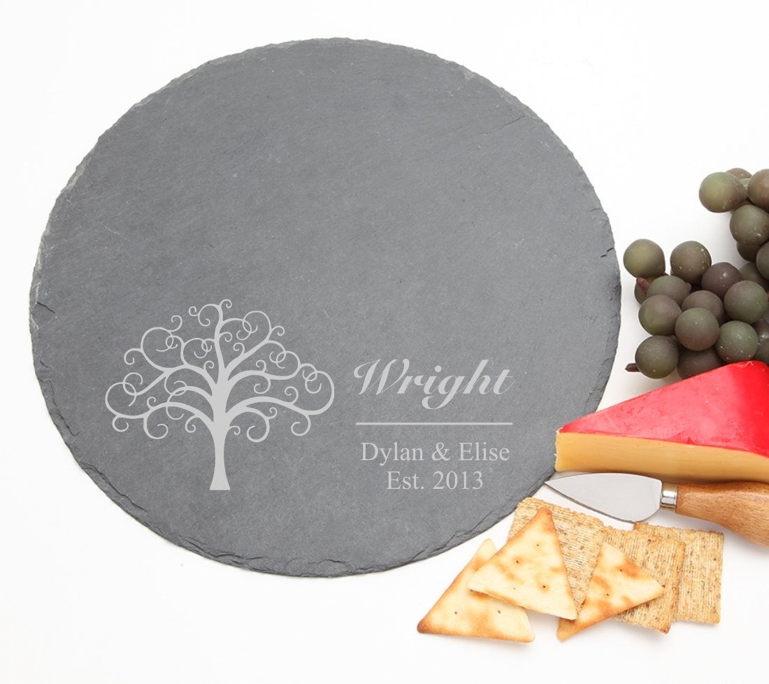 Personalized Slate Cheese Board Round 12 x 12 DESIGN 18 SCBR-018