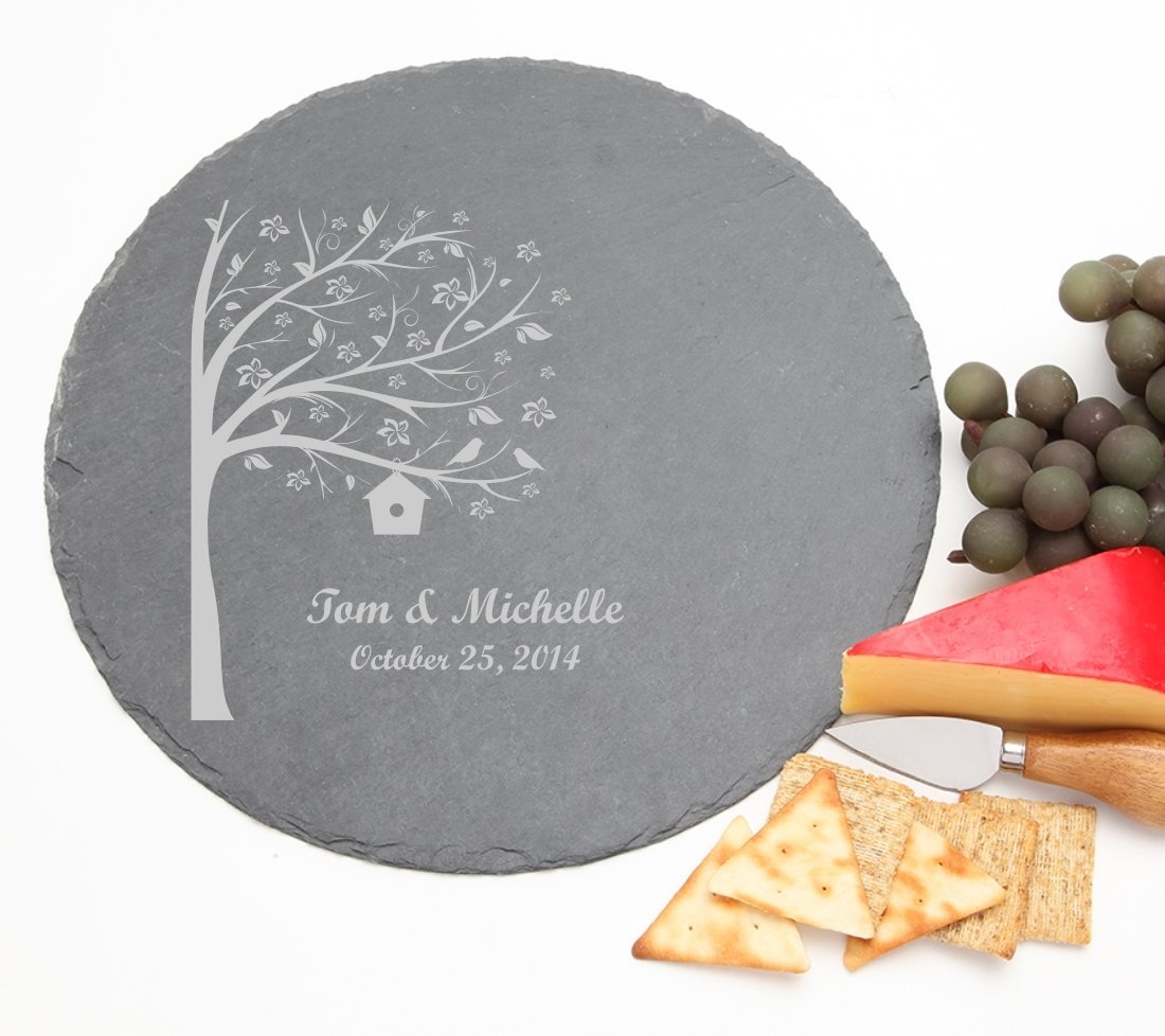 Personalized Slate Cheese Board Round 12 x 12 DESIGN 27 SCBR-027