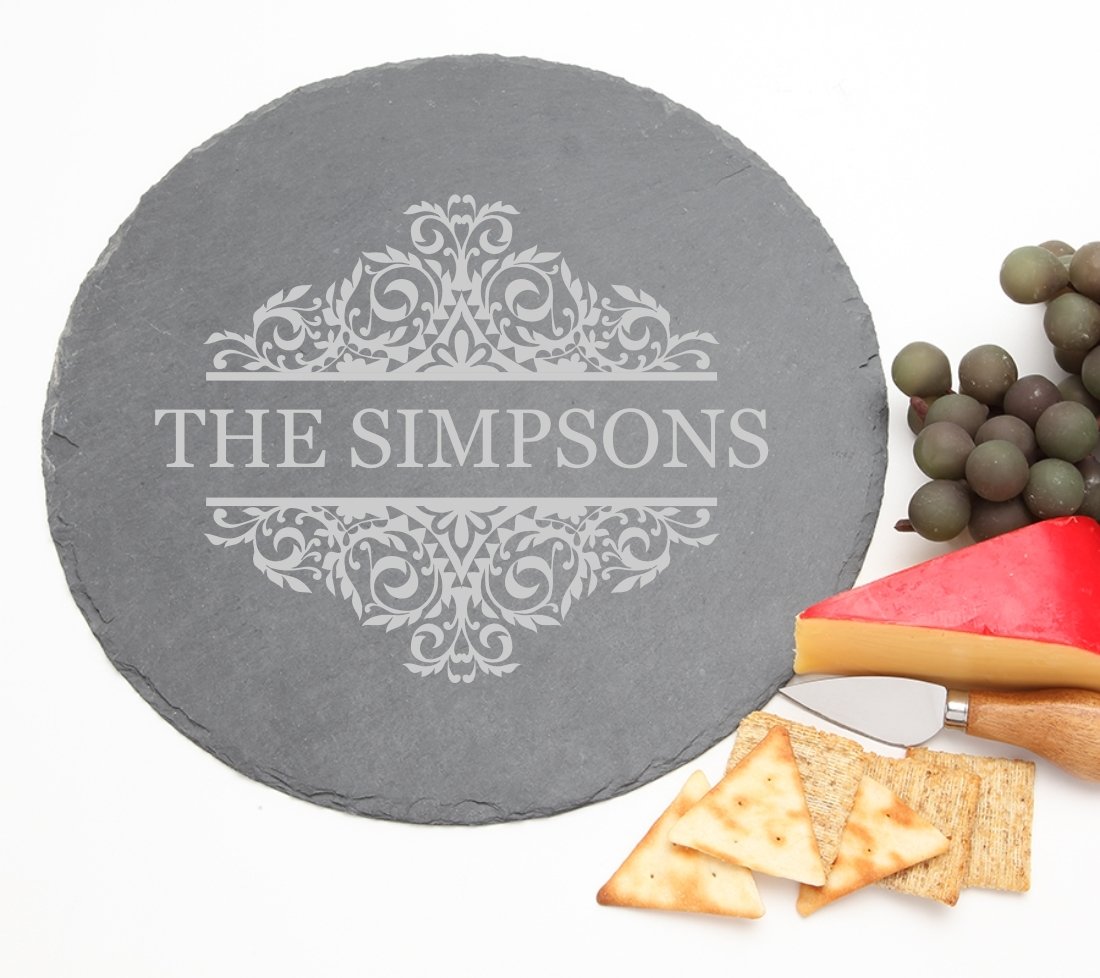 Personalized Slate Cheese Board Round 12 x 12 DESIGN 39 SCBR-039