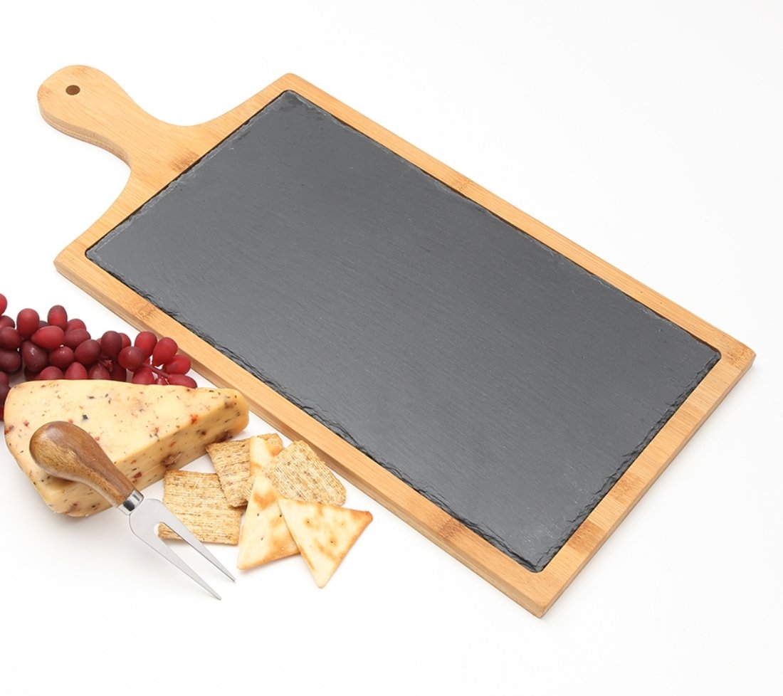 Personalized Cheese Board Slate and Bamboo 19 x 9