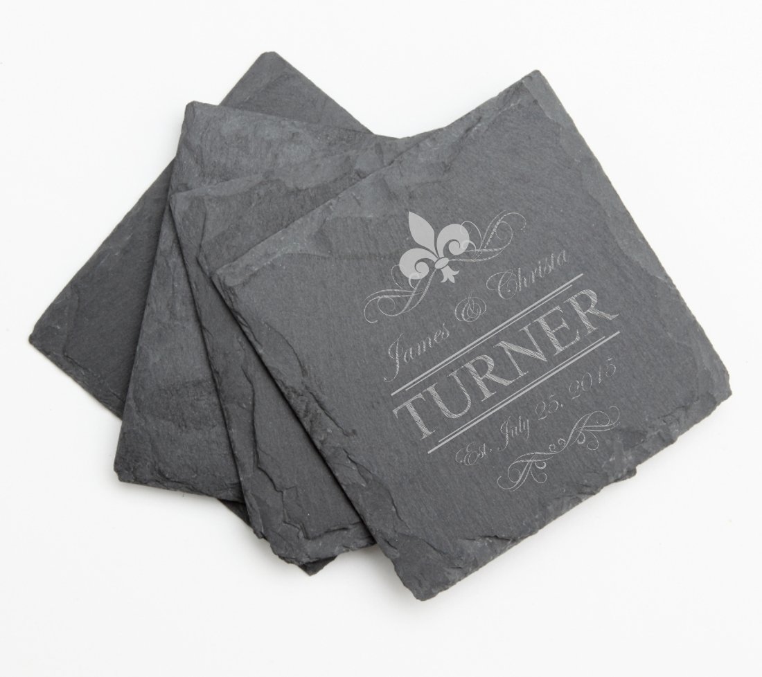 Engraved Slate Coaster Set