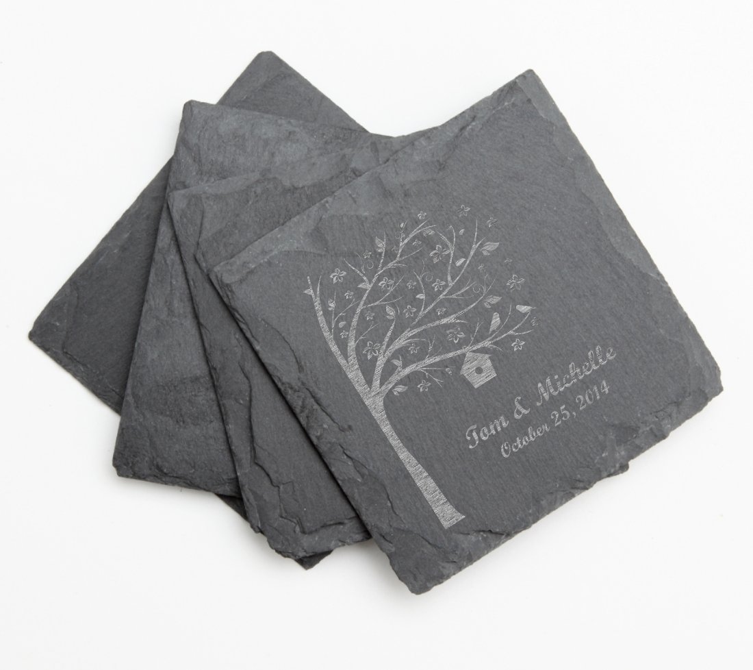 Engraved Slate Coaster Set of 4