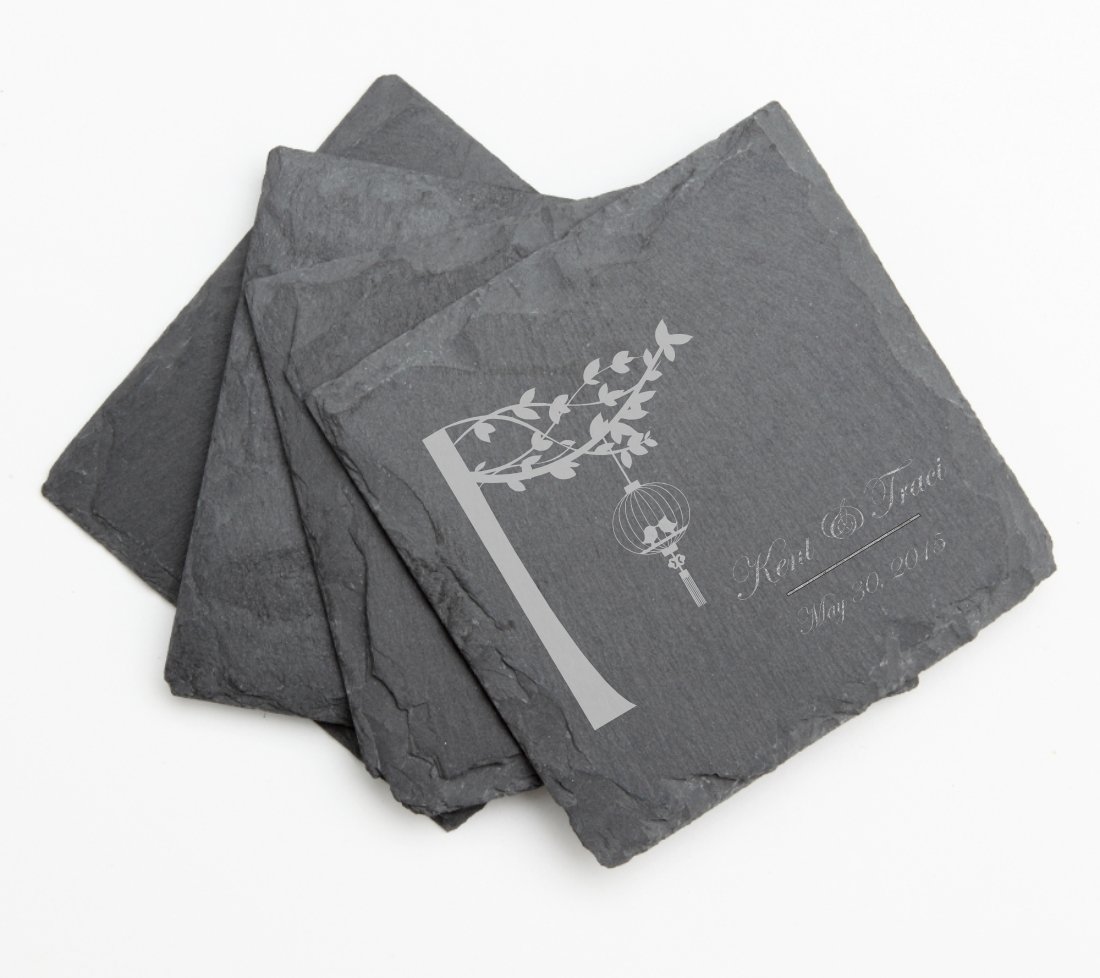 Engraved Slate Coaster Set of 4