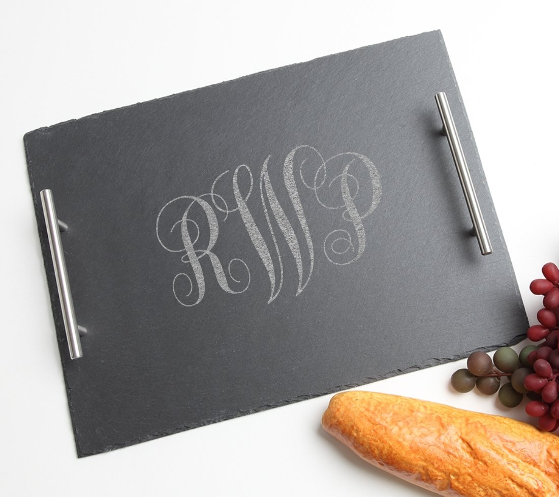 Personalized Slate Serving Tray Stainless 15 x 12 DESIGN 1 SSTS-001