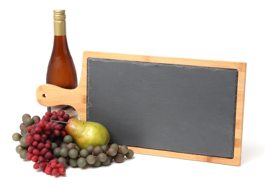 Personalized Cheese Board Slate and Bamboo Wood 19 x 9