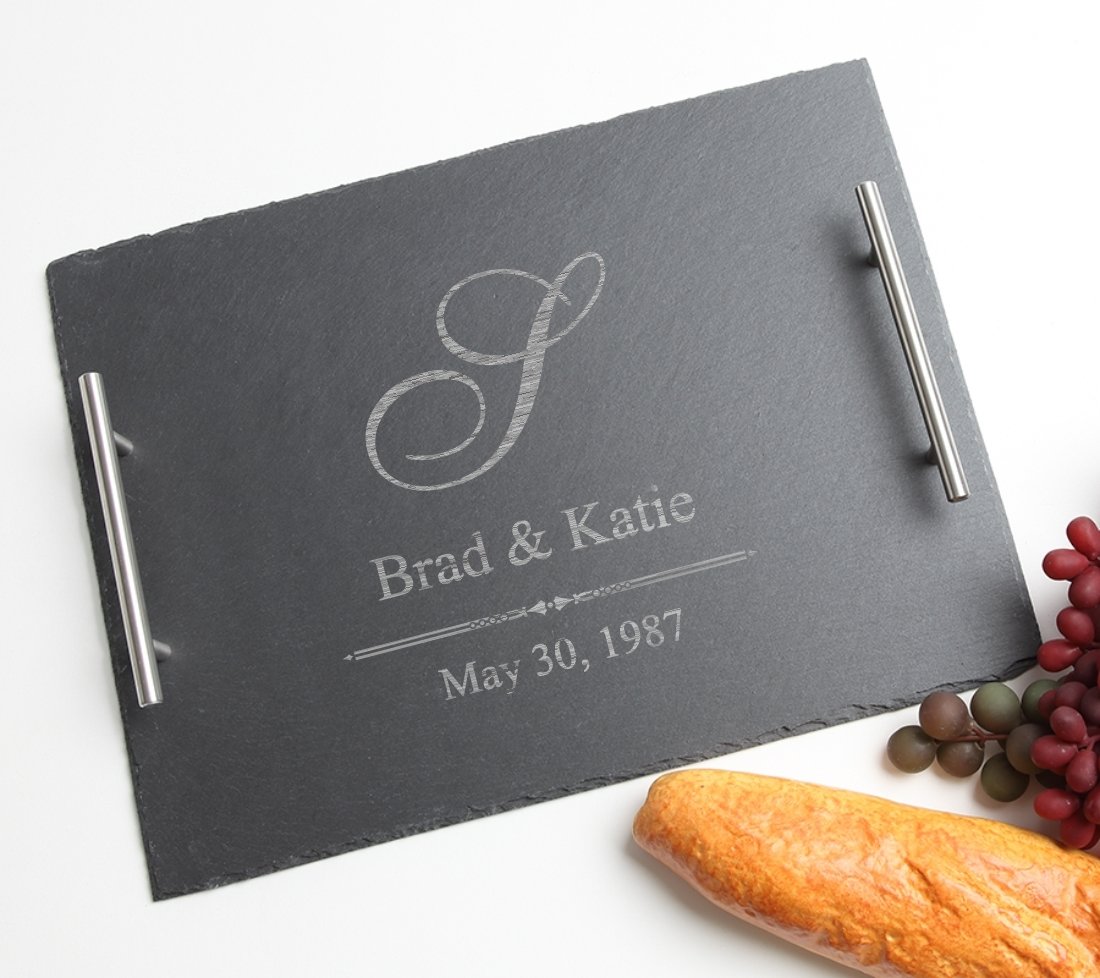 Personalized Slate Serving Tray Stainless 15 x 12 DESIGN 11 SSTS-011