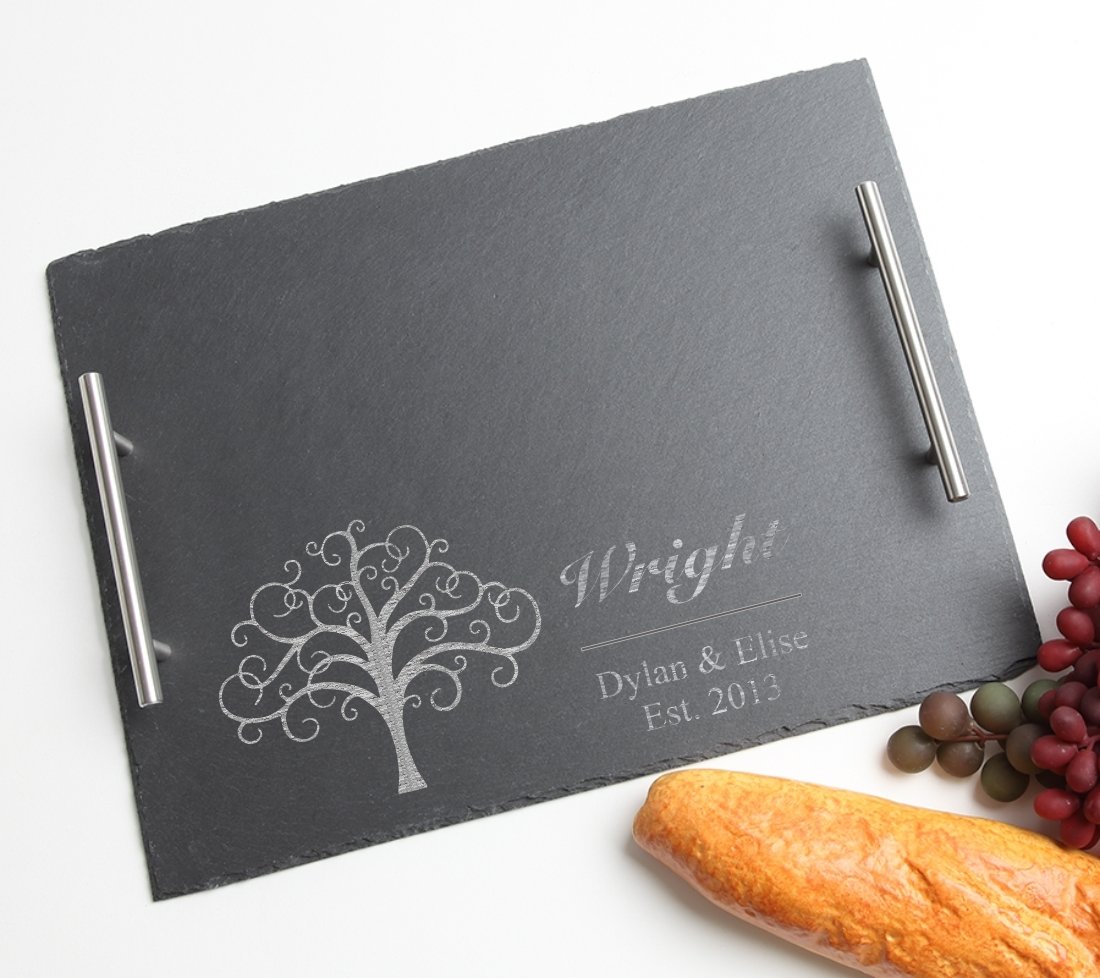 Personalized Slate Serving Tray Stainless 15 x 12 DESIGN 18 SSTS-018