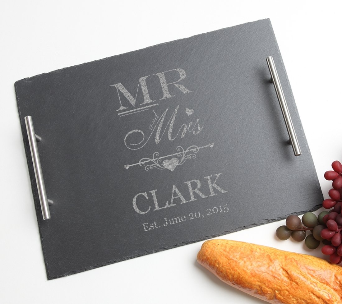 Personalized Slate Serving Tray Stainless 15 x 12 DESIGN 21 SSTS-021
