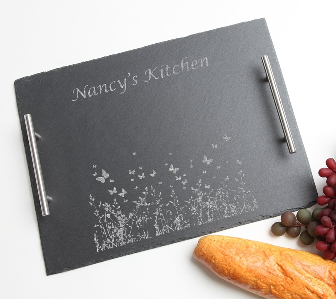 Personalized Slate Serving Tray Stainless 15 x 12 DESIGN 30 SSTS-030