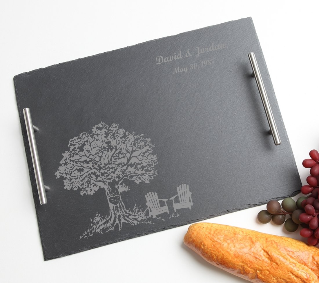 Personalized Slate Serving Tray Stainless 15 x 12 DESIGN 31 SSTS-031