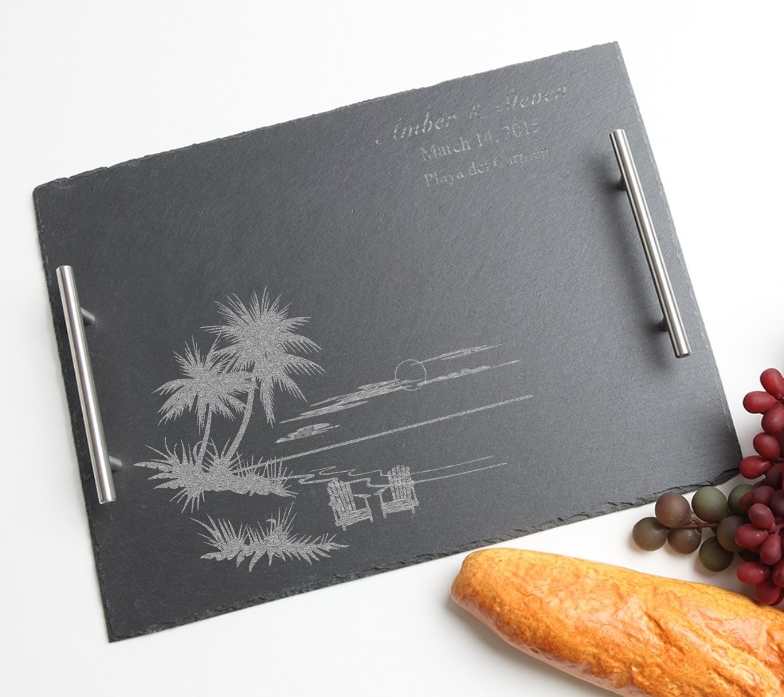 Personalized Slate Serving Tray Stainless 15 x 12 DESIGN 33 SSTS-033