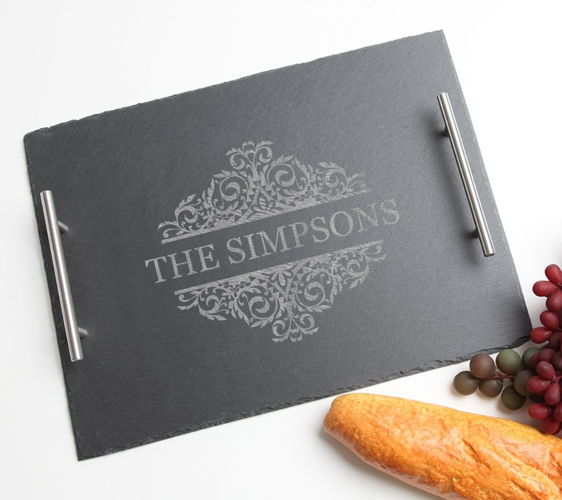 Personalized Slate Serving Tray Stainless 15 x 12 DESIGN 39 SSTS-039