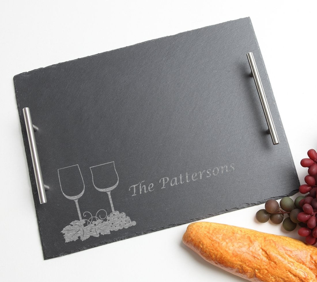 Personalized Slate Serving Tray Stainless 15 x 12 DESIGN 5 SSTS-005