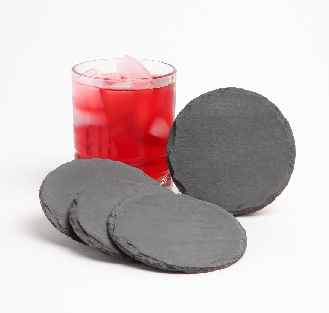 Personalized Slate Coasters Round Engraved Slate Coaster Set