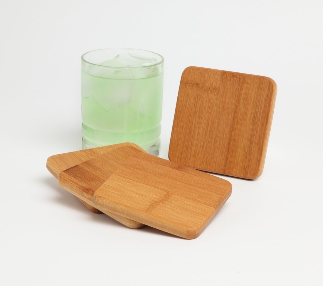 Personalized Bamboo Coasters Custom Engraved Bamboo Coaster Set