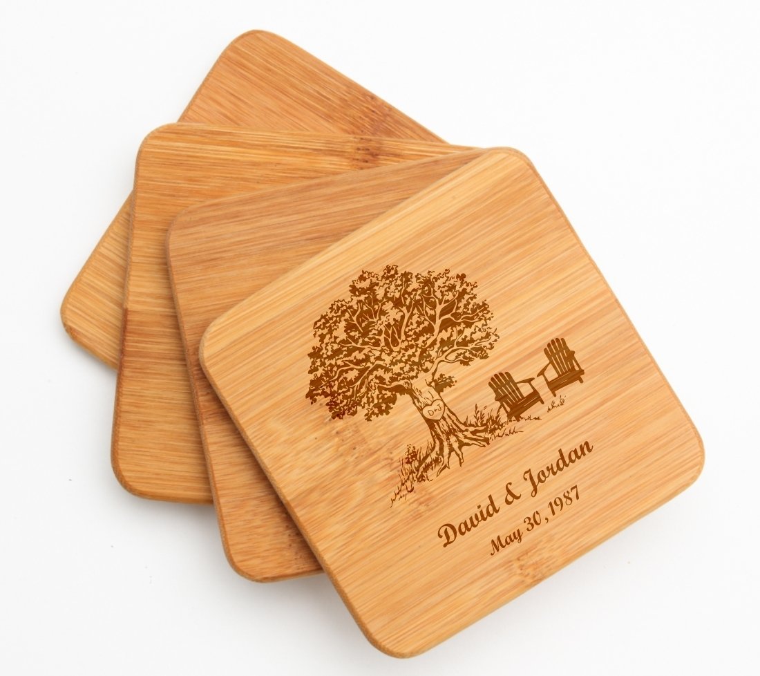Engraved Bamboo Coasters