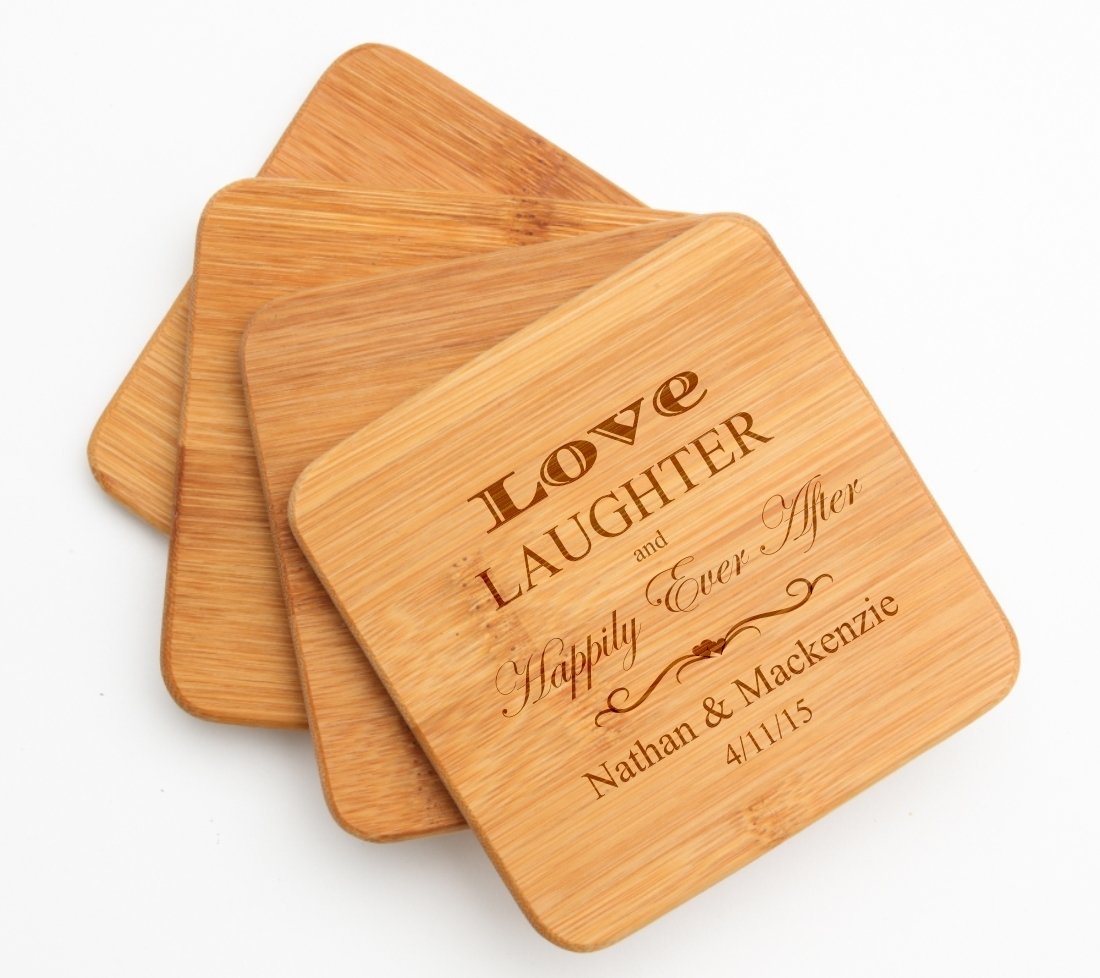 Engraved Bamboo Coasters