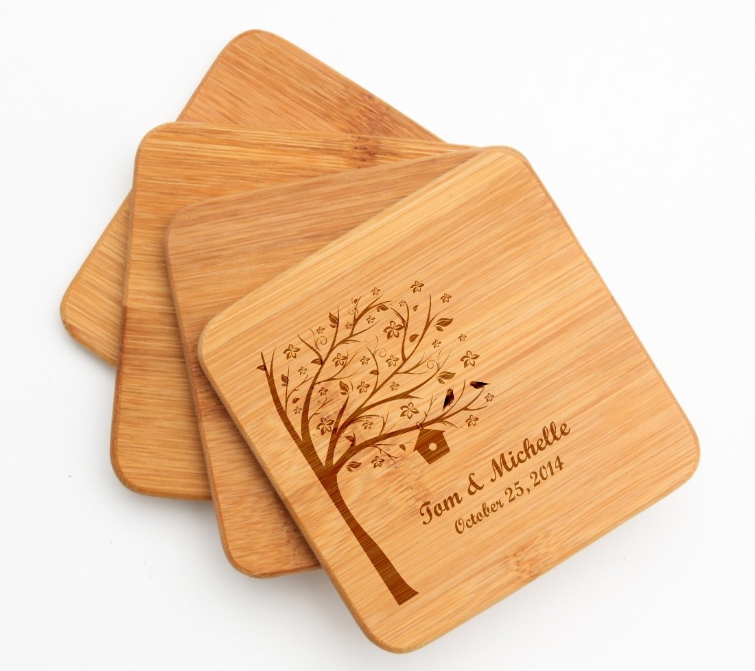 Engraved Bamboo Coasters