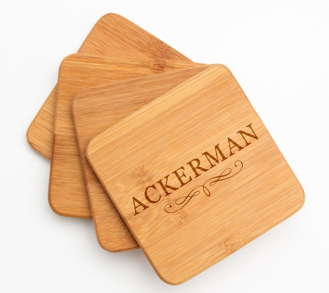 Engraved Bamboo Coasters
