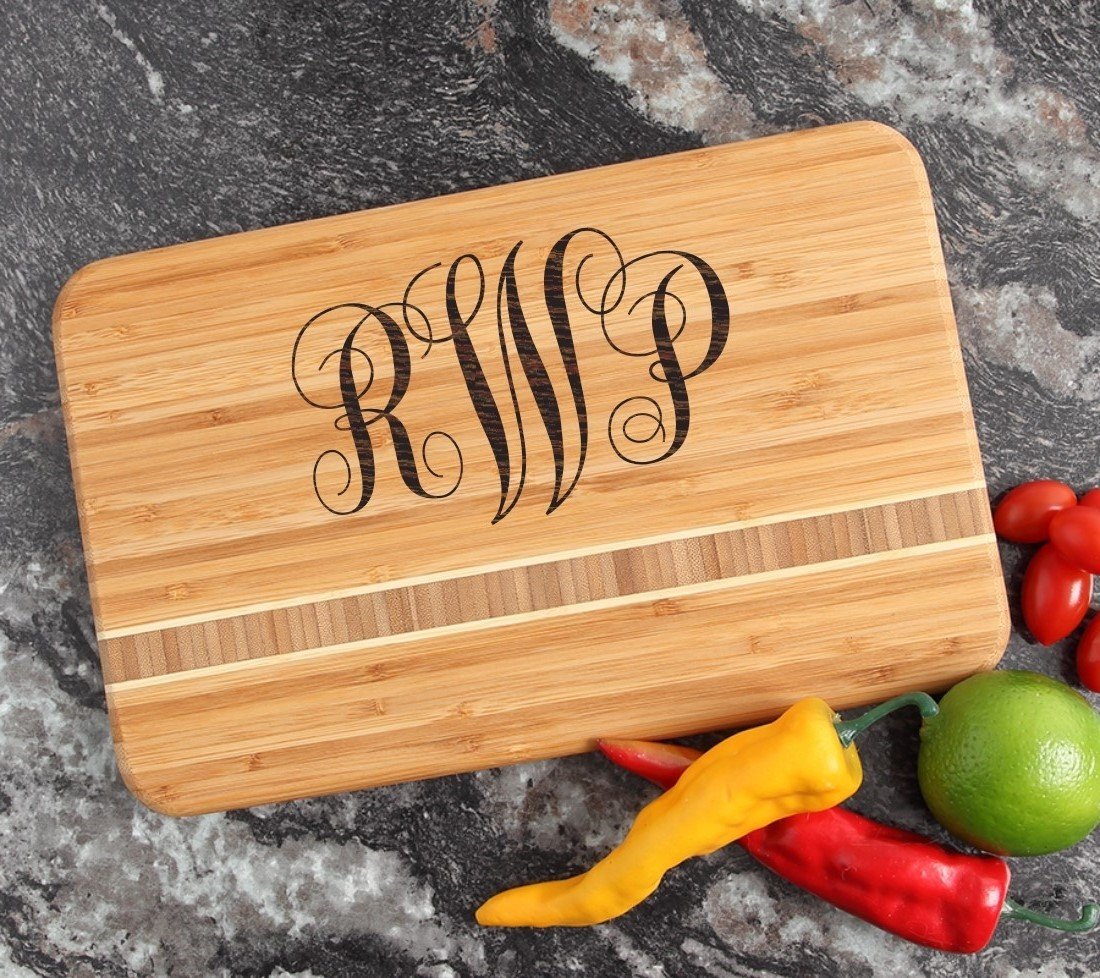 Personalized Bamboo Cutting Board Engraved 12 x 8 DESIGN 1 CBE-001