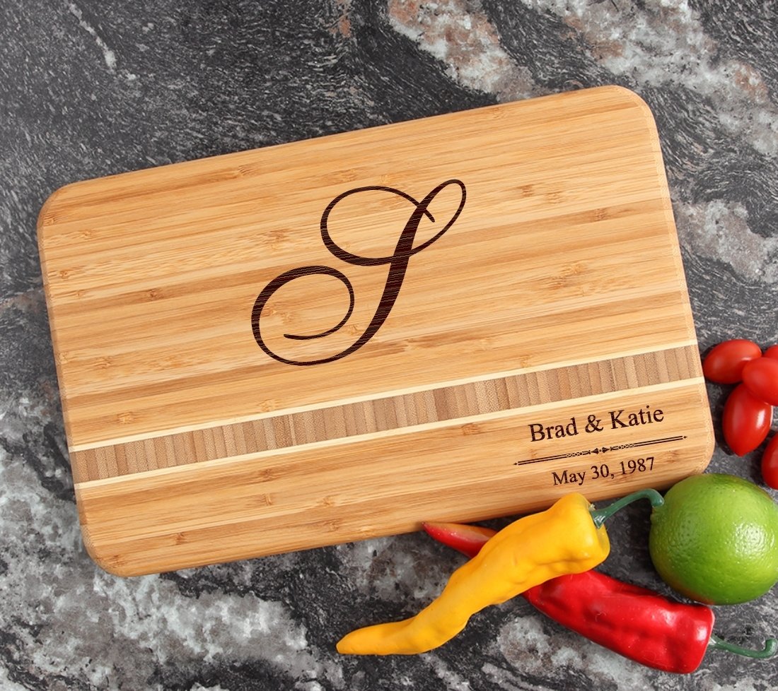 Personalized Bamboo Cutting Board Engraved 12 x 8 DESIGN 11 CBE-011