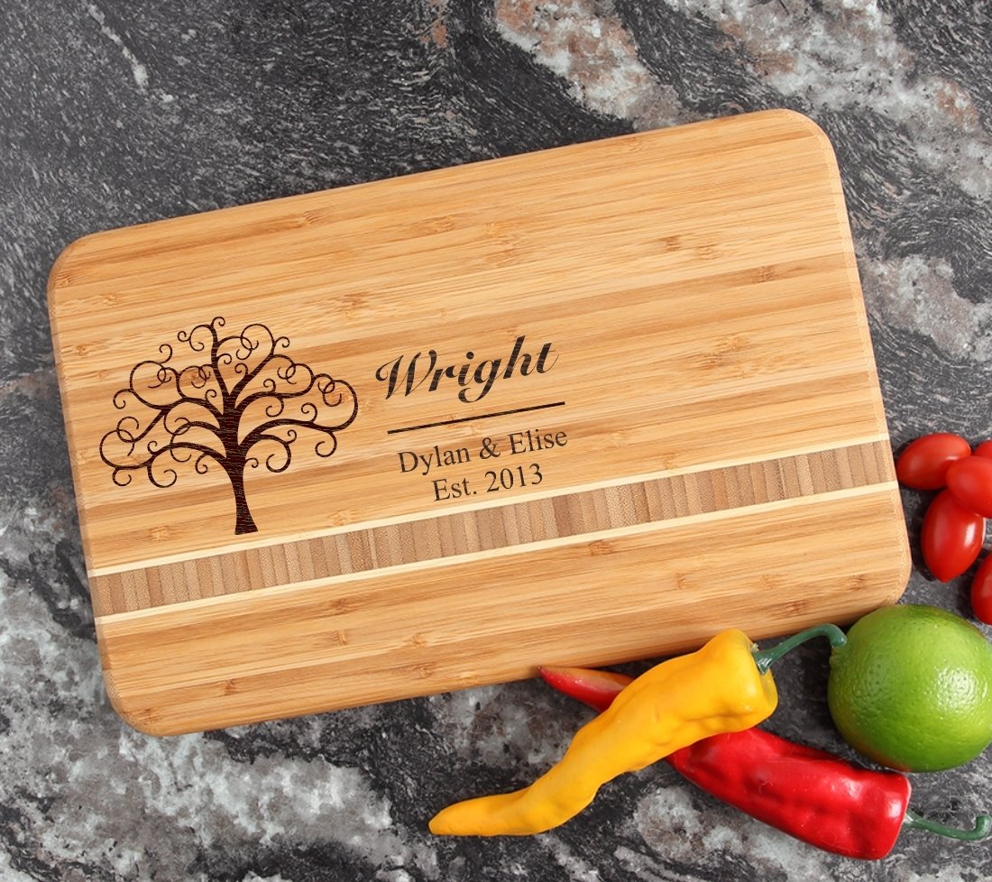Personalized Bamboo Cutting Board Engraved 12 x 8 DESIGN 18 CBE-018
