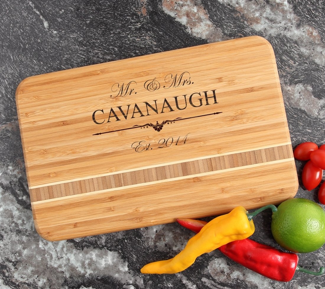 Personalized Bamboo Cutting Board Engraved 12 x 8 DESIGN 19 CBE-019