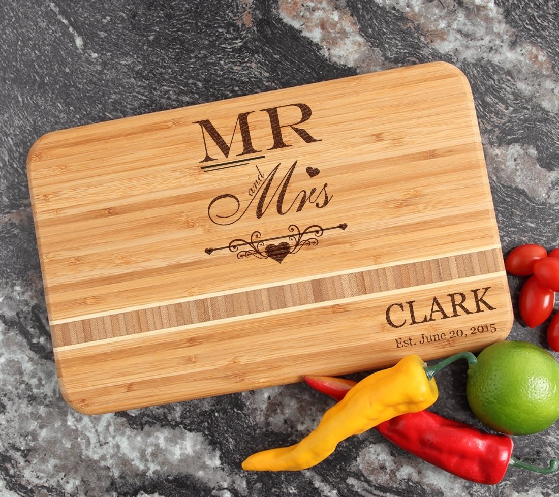 Personalized Bamboo Cutting Board Engraved 12 x 8 DESIGN 21 CBE-021