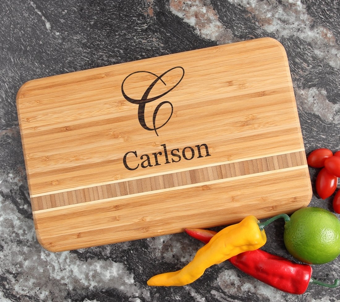 Personalized Bamboo Cutting Board Engraved 12 x 8 DESIGN 3 CBE-003