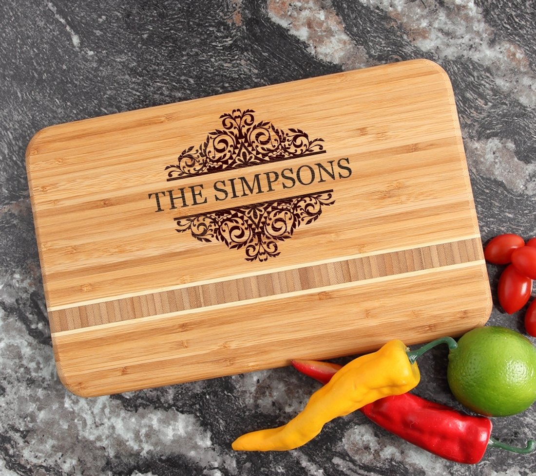 Personalized Bamboo Cutting Board Engraved 12 x 8 DESIGN 39 CBE-039