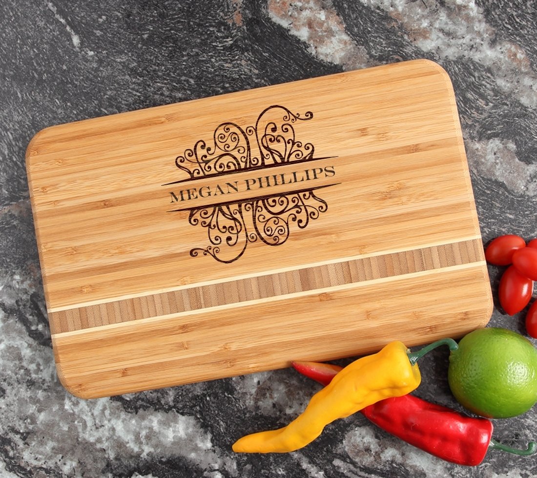 Personalized Bamboo Cutting Board Engraved 12 x 8 DESIGN 4 CBE-004