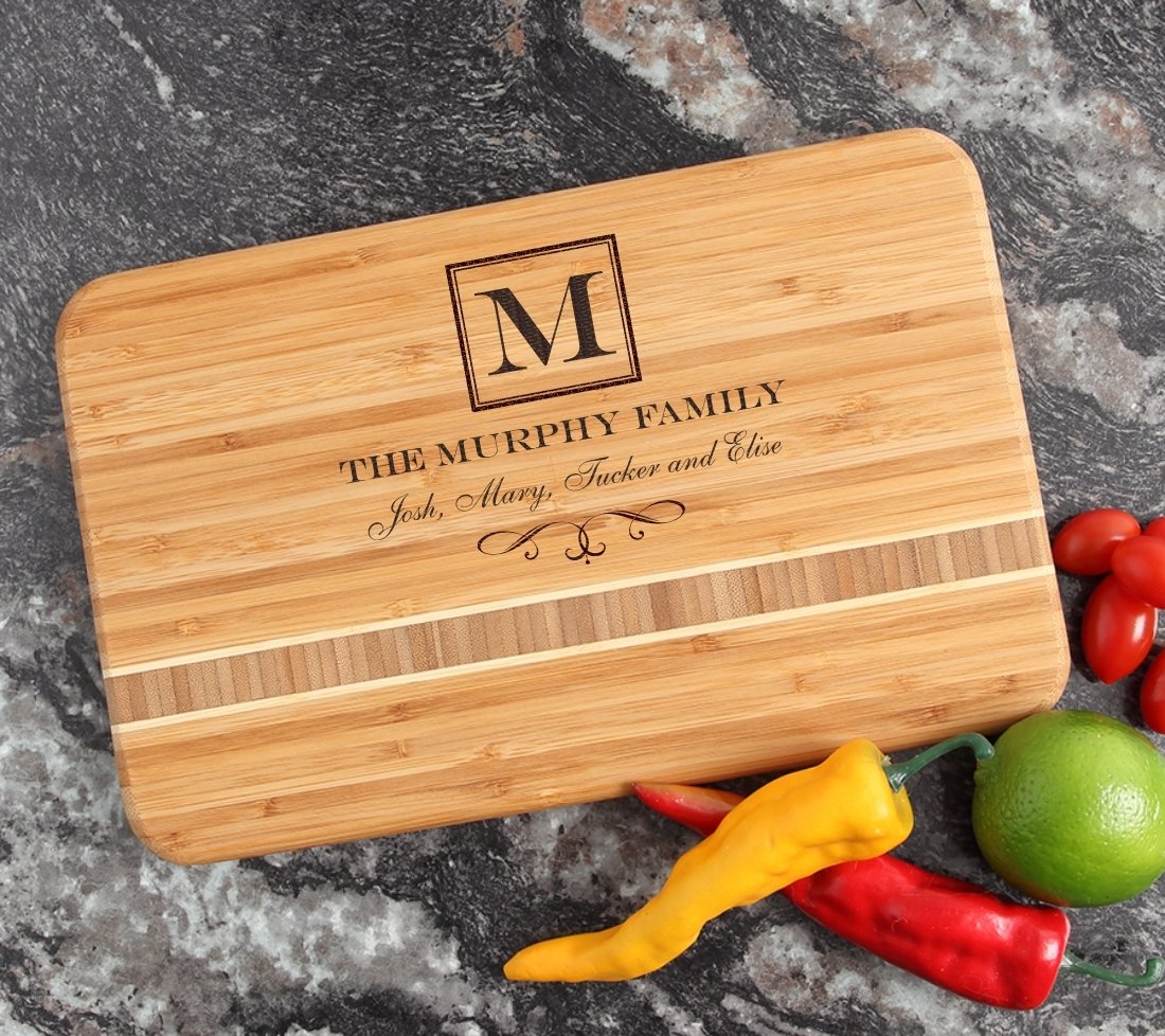 Personalized Bamboo Cutting Board Engraved 12 x 8 DESIGN 41 CBE-041